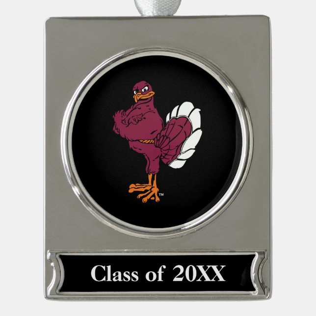 Virginia Tech Hokie Silver Plated Banner Ornament (Front)