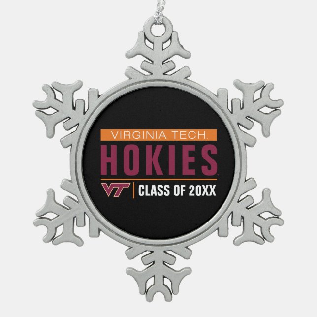 Virginia Tech Hokies Alumni Snowflake Pewter Christmas Ornament (Front)