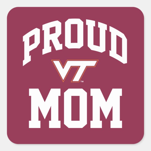 Virginia Tech Proud Mom Square Sticker (Front)