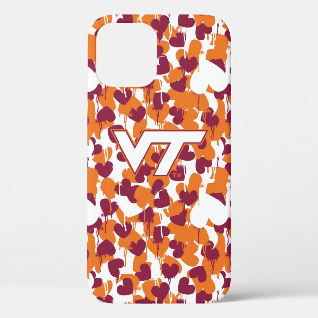 Virginia Tech | Spray Paint Drip Hearts Graffiti Case-Mate iPhone Case (Back)