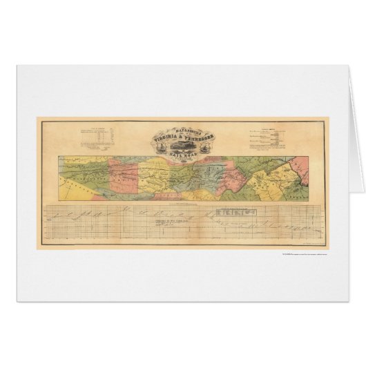 Virginia & Tennessee Railroad Map 1856 Cards (Front Horizontal)