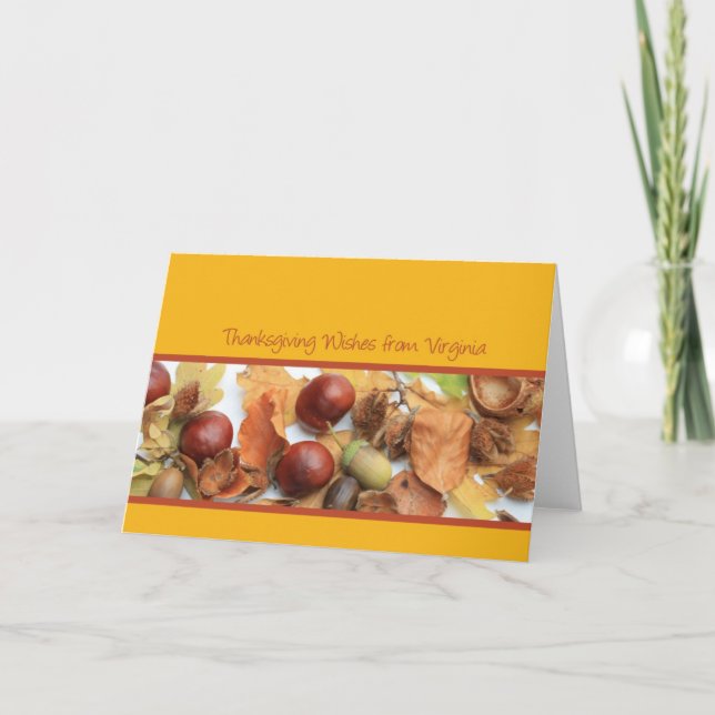 Virginia thanksgiving wishes foliage border holiday card (Front)