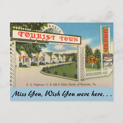 Virginia Tourist Town Roanoke Postcard