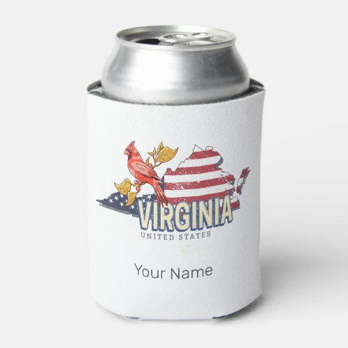 Virginia United States Retro State Map Vintage USA Can Cooler