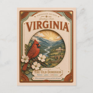 Virginia Vintage Paper Cut American Arcana Postcard