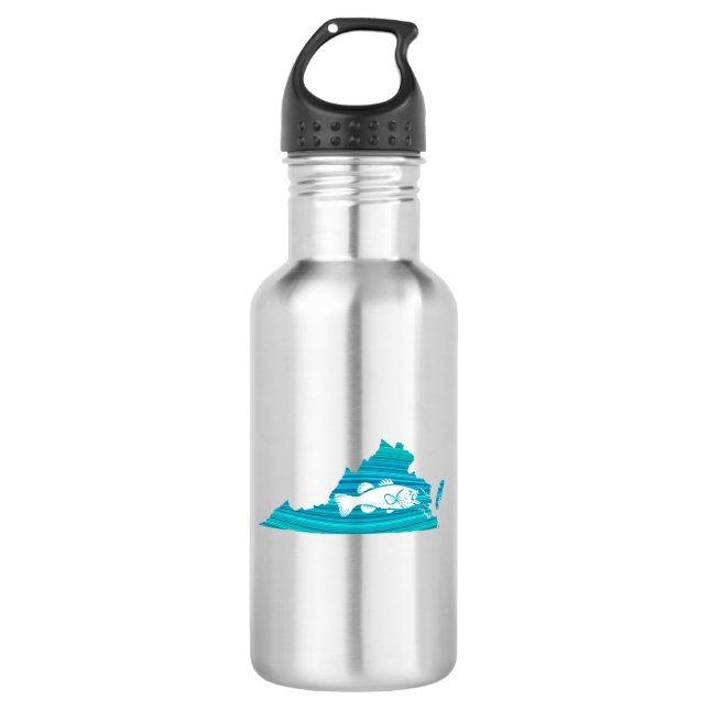 Virginia Wave Fishing Stainless Steel Water Bottle (Front)