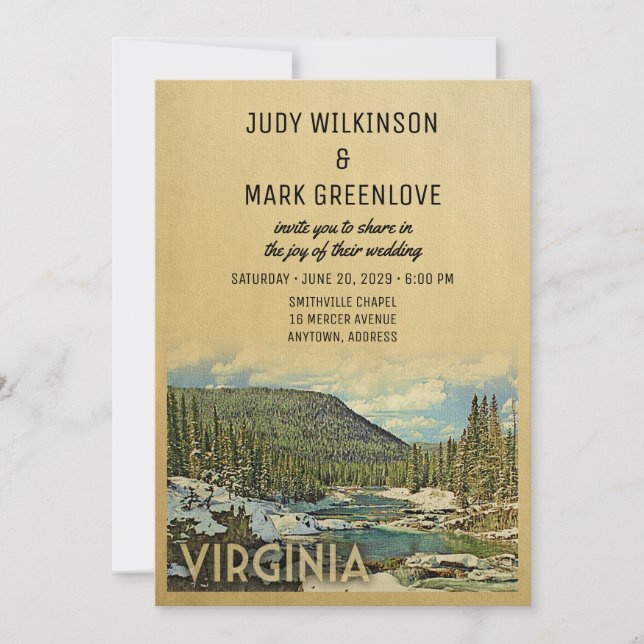 Virginia Wedding Invitation Vintage Nature (Front)