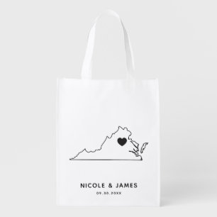 Virginia Wedding Welcome Bag Map Tote, Black Bag