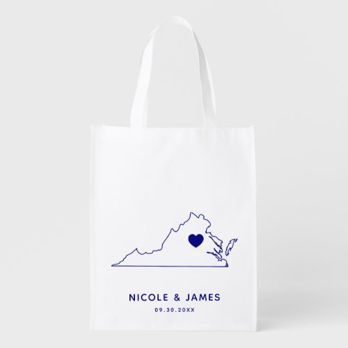 Virginia Wedding Welcome Bag Navy Map Tote