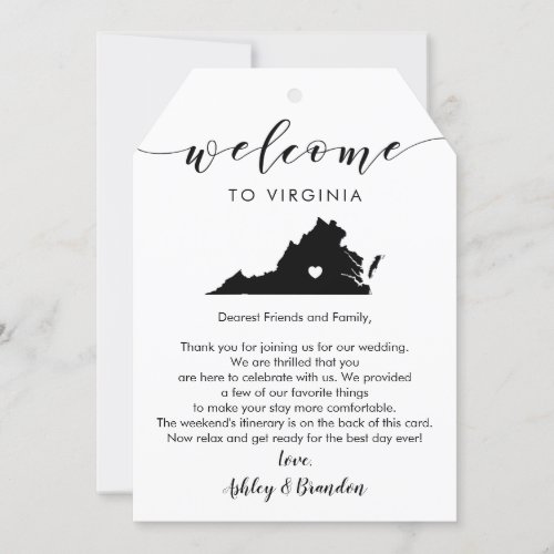Virginia Wedding Welcome Tag Letter and Itinerary