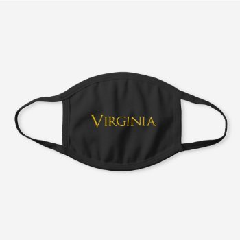 Virginia Woman's Name Black Cotton Face Mask by DigitalSolutions2u at Zazzle