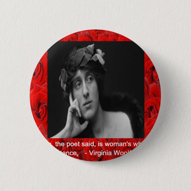 Virginia Woolf & Love Quote Button (Front)