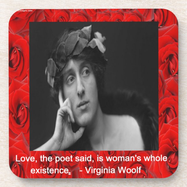 Virginia Woolf & Love Quote Drink Coaster (Front)