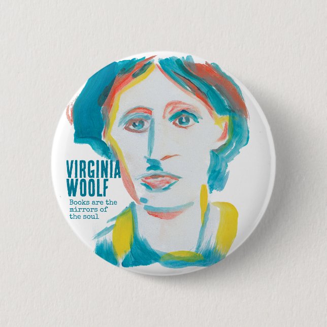 Virginia Woolf Portrait custom text | Booklovers Button (Front)