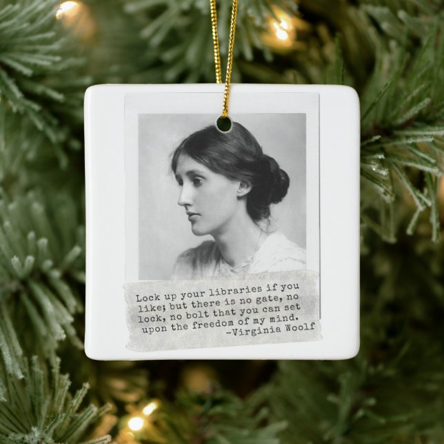 Virginia Woolf Quote - Icons of Women's History Ceramic Ornament (Tree)
