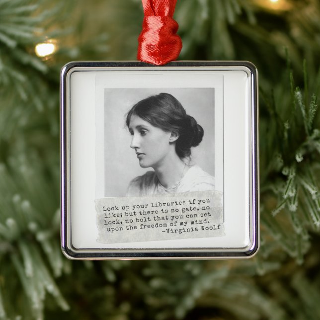 Virginia Woolf Quote - Icons of Women's History Metal Ornament (Tree)