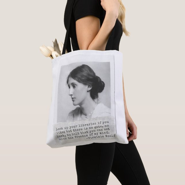 Virginia Woolf Quote - Icons of Women's History Tote Bag (Close Up)