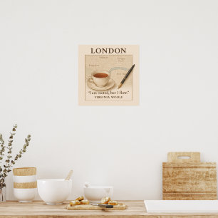 Virginia Woolf Quote Poster with London Map,