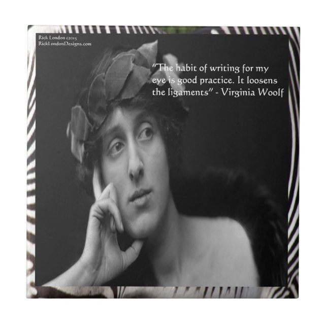 Virginia Woolf W/Zebra Stripes Writing Quote Tile (Front)