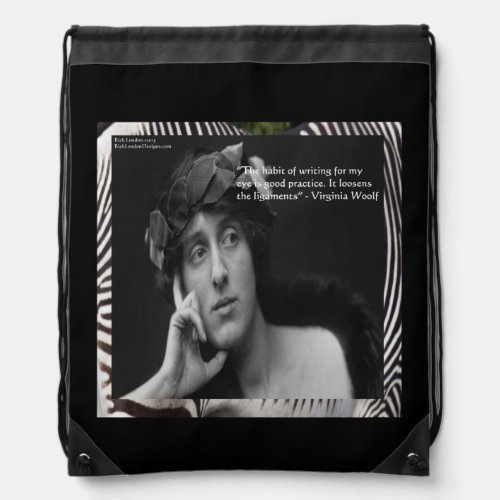 Virginia Woolf  Writing Quote Drawstring Backpack