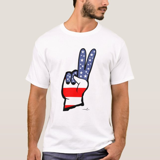 Virginia Wright Peace Sign USA Flag Peace T-Shirt (Front)
