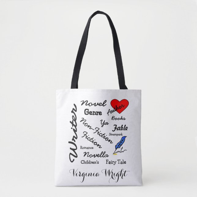 Virginia Wright Writer-Author Words Personalized Tote Bag (Front)