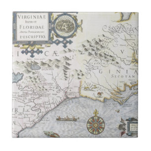 Virginiae Item et Floridae Americae provinciarum 3 Ceramic Tile