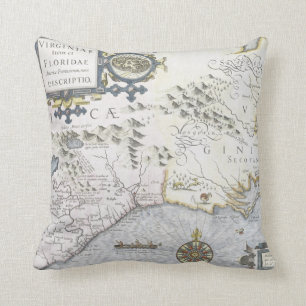 Virginiae Item et Floridae Americae provinciarum 3 Throw Pillow
