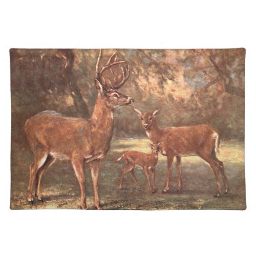 Virginian Deer aka White Tailed Deer by CE Swan Cloth Placemat