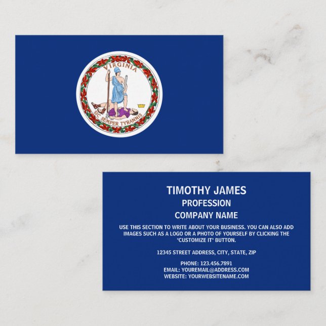 Virginian Flag, Flag of Virginia Business Card (Front/Back)