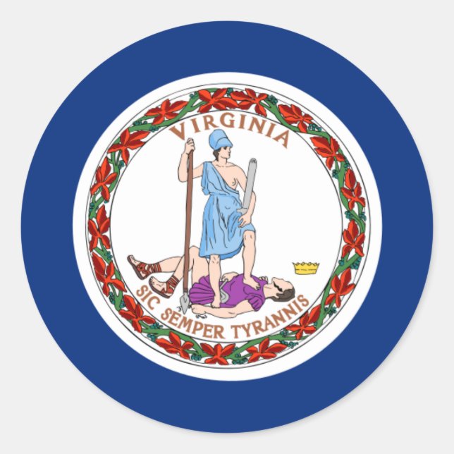 Virginian Flag, Flag of Virginia Classic Round Sticker (Front)