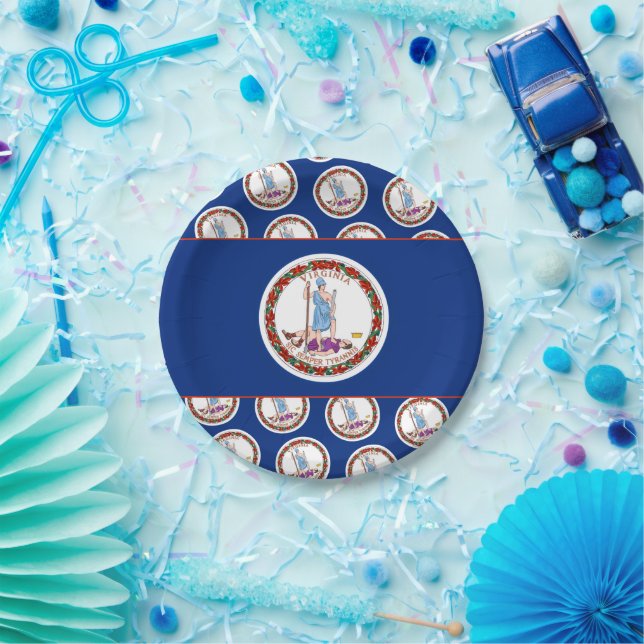 Virginian Flag, Flag of Virginia Paper Plates (Party)