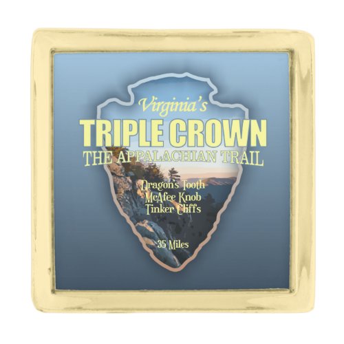 Virginias Triple Crown arrowhead Gold Finish Lapel Pin