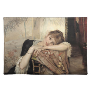 Virginie (The Parisian Woman) (by Albert Edelfelt) Cloth Placemat