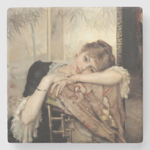 Virginie (The Parisian Woman) (by Albert Edelfelt) Stone Coaster