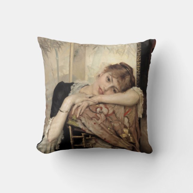 Virginie (The Parisian Woman) (by Albert Edelfelt) Throw Pillow (Front)