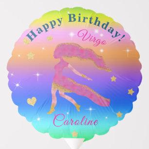 Virgo 1st Birthday Photo Rainbow Zodiac Balloon