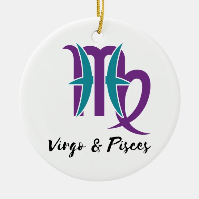 Virgo and Pisces Couples Zodiac Astrology Ceramic Ornament (Front)
