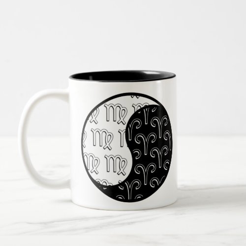 Virgo Aries yin yang zodiac couple Two_Tone Coffee Mug