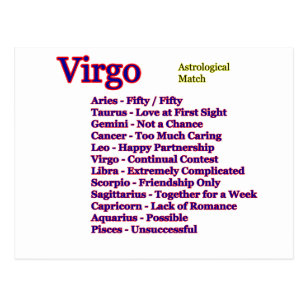 Virgo Astrological Match The MUSEUM Zazzle Gifts Postcard