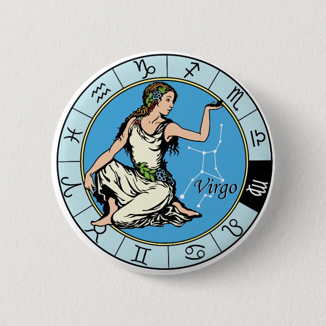 virgo astrological zodiac sign button (Front)