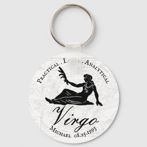 Virgo Astrology Zodiac Personality White Custom Keychain