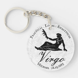 Virgo Astrology Zodiac Traits Custom Black White Keychain