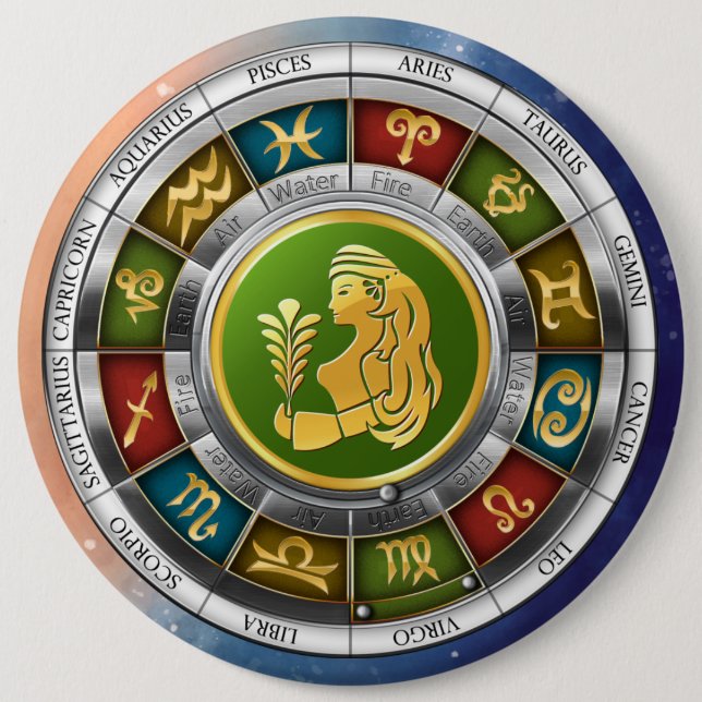 Virgo (August 23-September 22). Zodiac Signs. Case Button (Front)