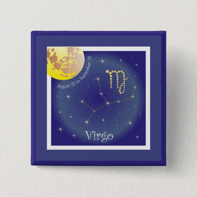 Virgo August 23 to September 23 Pinback Button (Front)