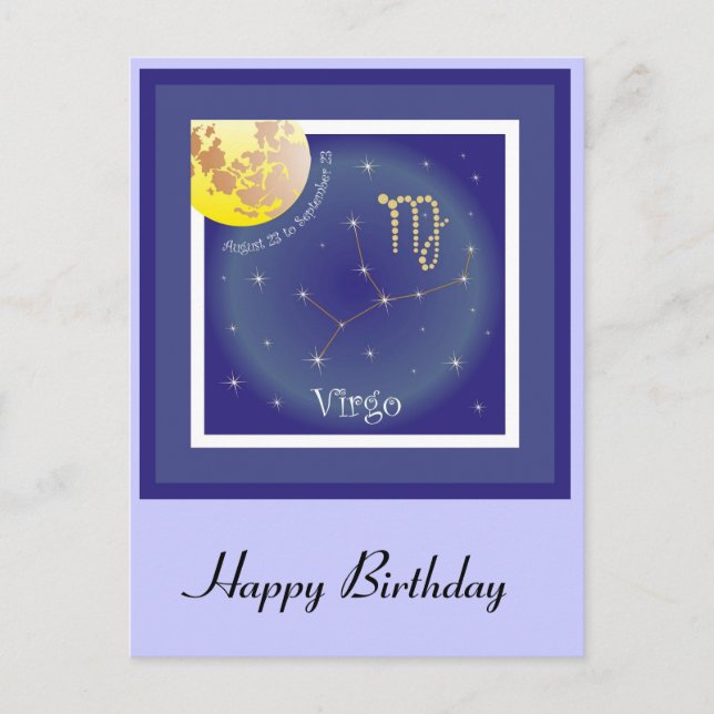 Virgo August 23 to September 23 postcard (Front)