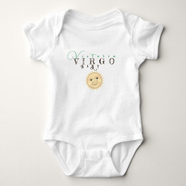 Virgo Baby Jumper Sun Sign Happy Face Zodiac Sign Baby Bodysuit (Front)