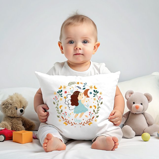 Virgo Baby Zodiac Customizable Nursery  Throw Pillow (Creator Uploaded)