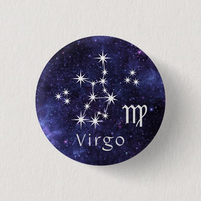 Virgo Badge, Zodiac Horoscope Badge Button (Front)