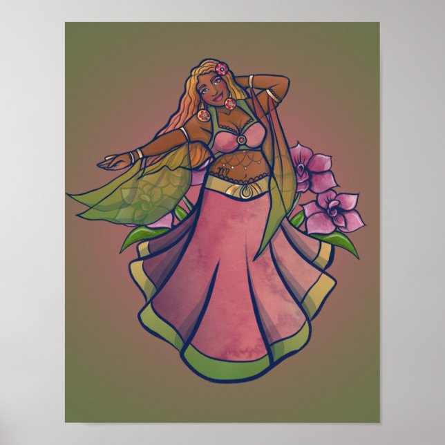 Virgo Belly Dancer Art Bellydance Goddess Poster (Front)
